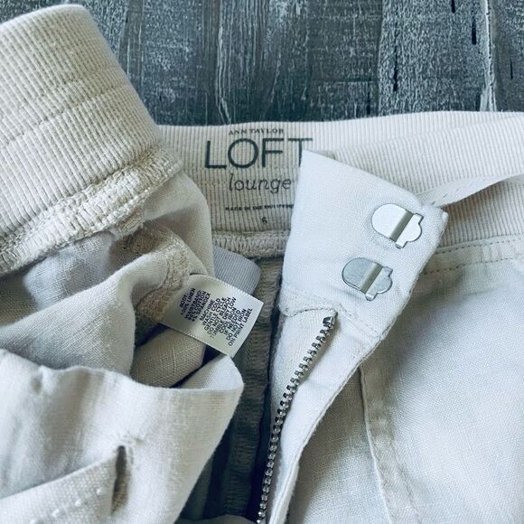 Ann Taylor LOFT Linen Cream Beige Lounge Trouser Pants 6 - Picture 7 of 7